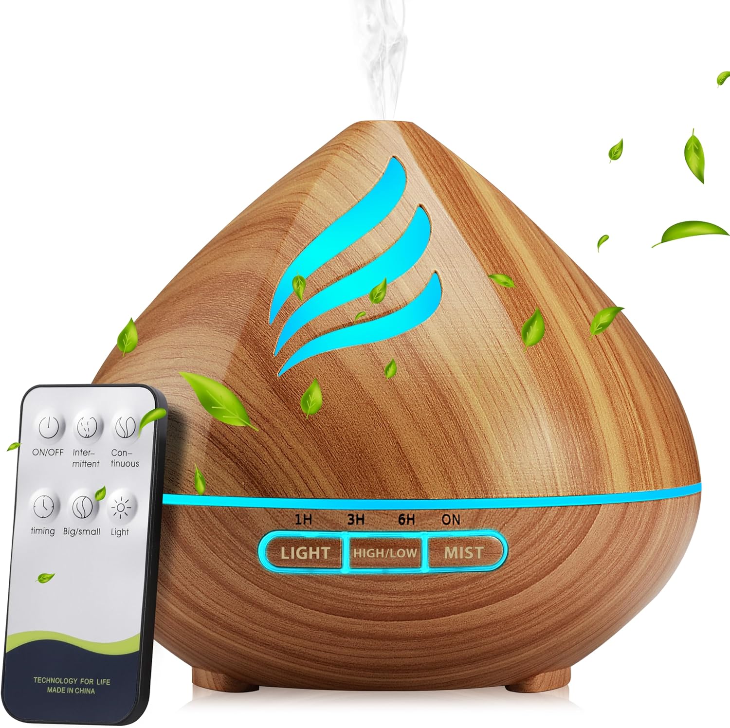 Essential Oil Scent Diffuser: 500ML Aroma Diffuser with Remote Control, Large Fragrance Aromatherapy Diffuser for Office Home Bedroom, Mist Humidifier with 14 Colors LED Lights and waterless Auto-Off