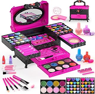 Kids Makeup Kit for Girl Toys - Girls Make Up kit, Real Washable Makeup Set for Girls Princess Gift, Safe & Non-Toxic Toddlers Pretend Cosmetic Kits Gift for Age 3-12 Year Old Christmas Birthday