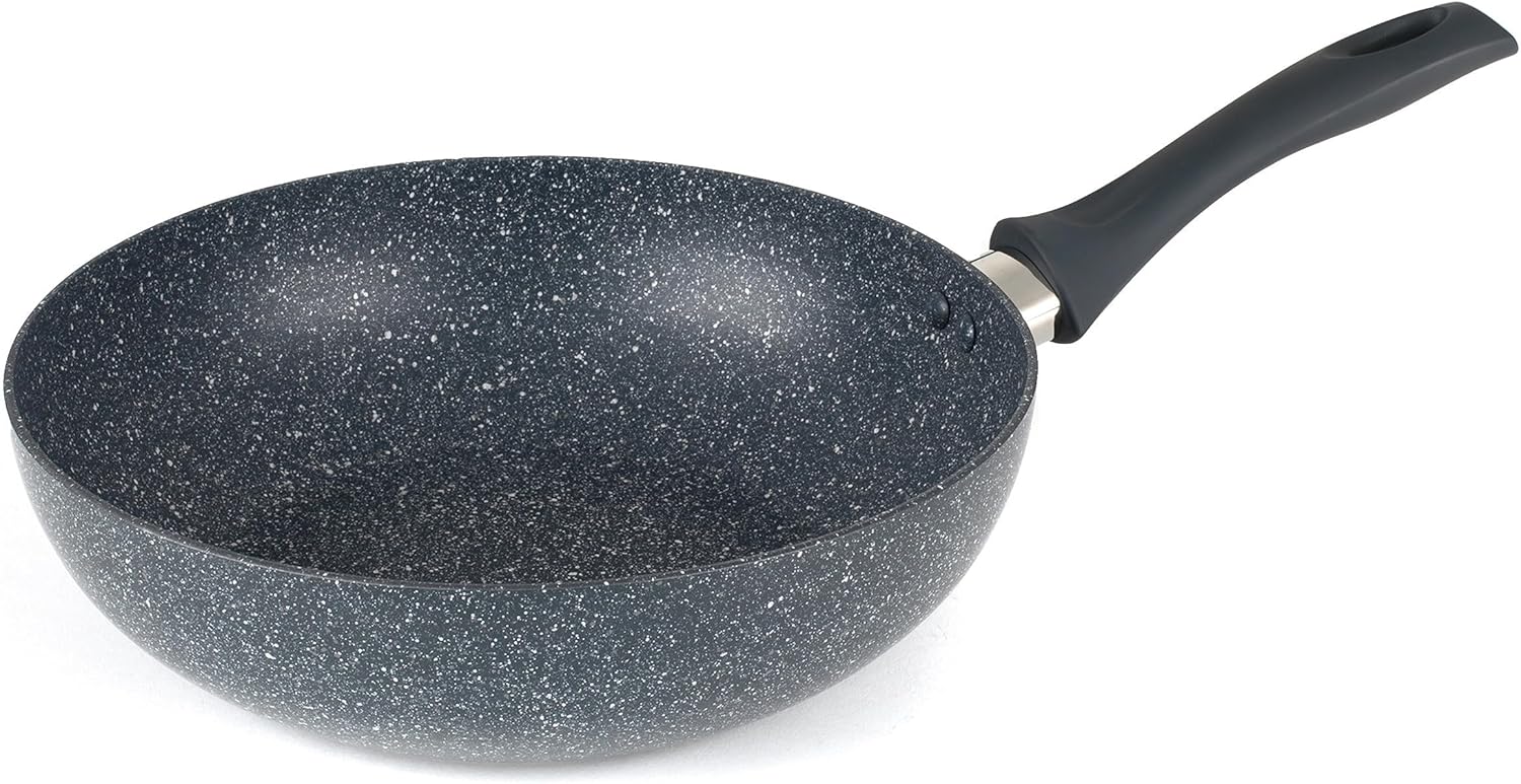 Russell Hobbs Nightfall Stone Wok - 28cm Stir-Fry Pan, Non-Stick Coating, 28cm Aluminium Deep Frying Pan, Soft-Touch Handle, Suitable For All Cooking Hobs Including Induction, Use Little or No Oil