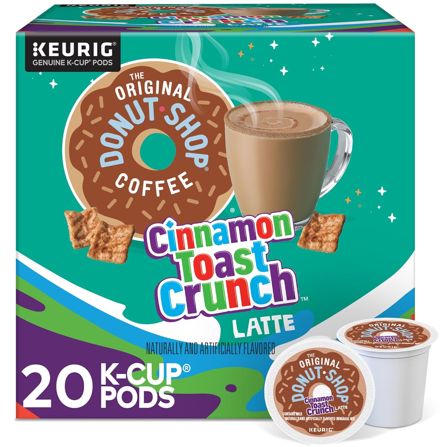 The Original Donut Shop Cinnamon Toast Crunch One-Step Latte, Keurig Single Serve K-Cup Pods, 20 Count