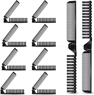 10 Pcs Portable Travel Folding Comb Brush Combo Compact Foldable Hair Brush Pocket Size Comb Double Headed for Women Men Homeless Hotel Shelter Nursing Home Charity Church (Black)