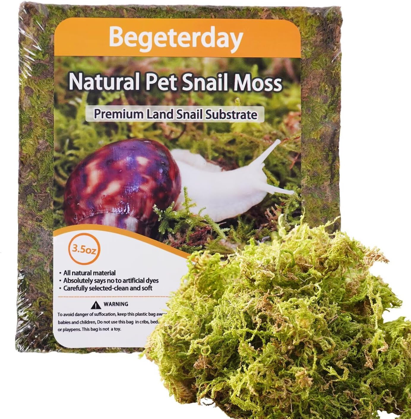 Begeterday Natural Moss for Pet Snails, Perfect Pet Snail Supplies for Maintain The Humidity Levels In The Enclosure