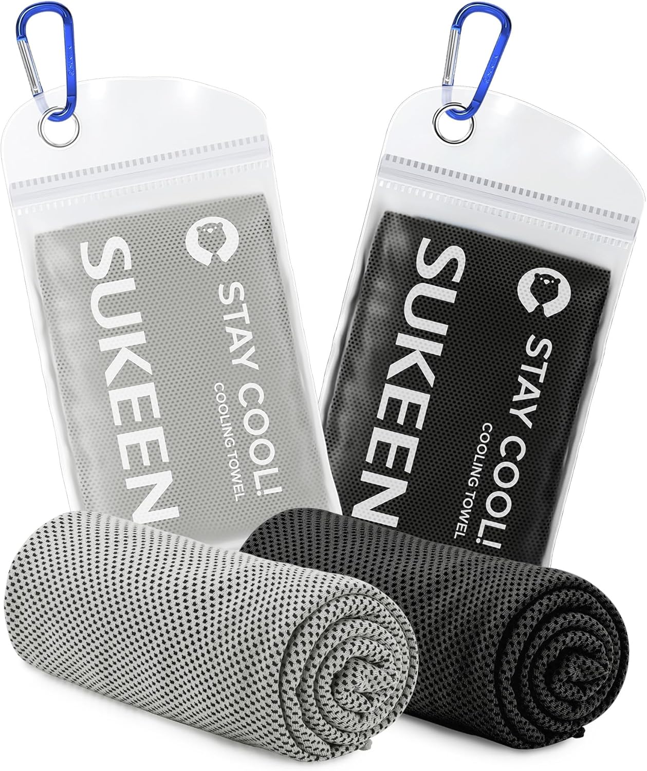 Sukeen Cooling Towel, 2 Pack Cooling Towels for Neck, Soft Breathable Sweat Towel Gym Towels, Stay Cool Ice Towel, Microfibre Cool Towels for Men Women Work Out Sports Yoga Golf (40"x12")