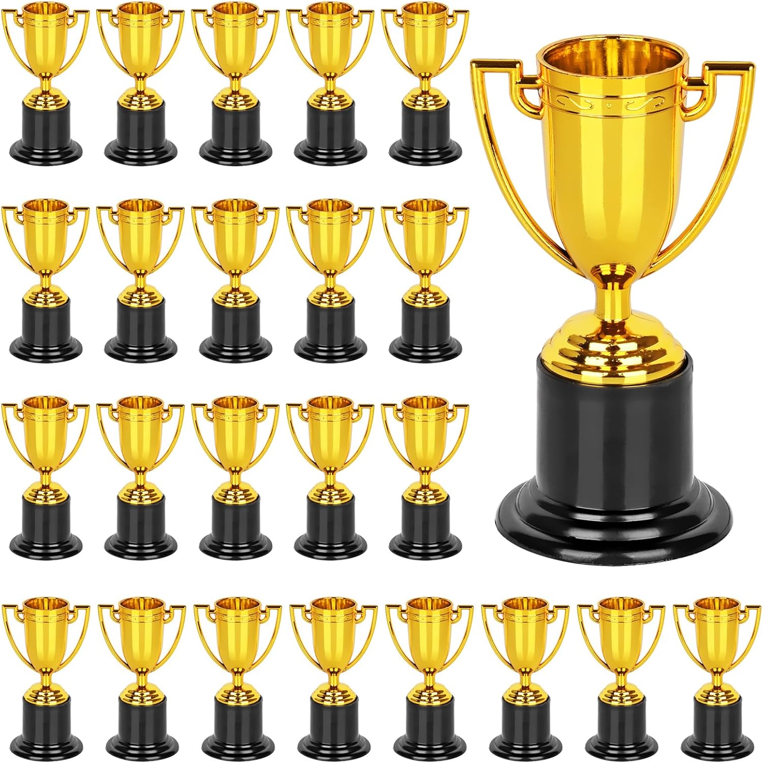 Mini Trophies, 24PCS Gold Trophy Award, Plastic Trophies 4 Inch Trophy Cups