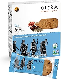 Olyra Organic Breakfast Biscuits Fig Anise | Healthy Snacks, Low Sugar, High Fiber, Plant Based Protein Cookies (1 Box of 4 Packs)