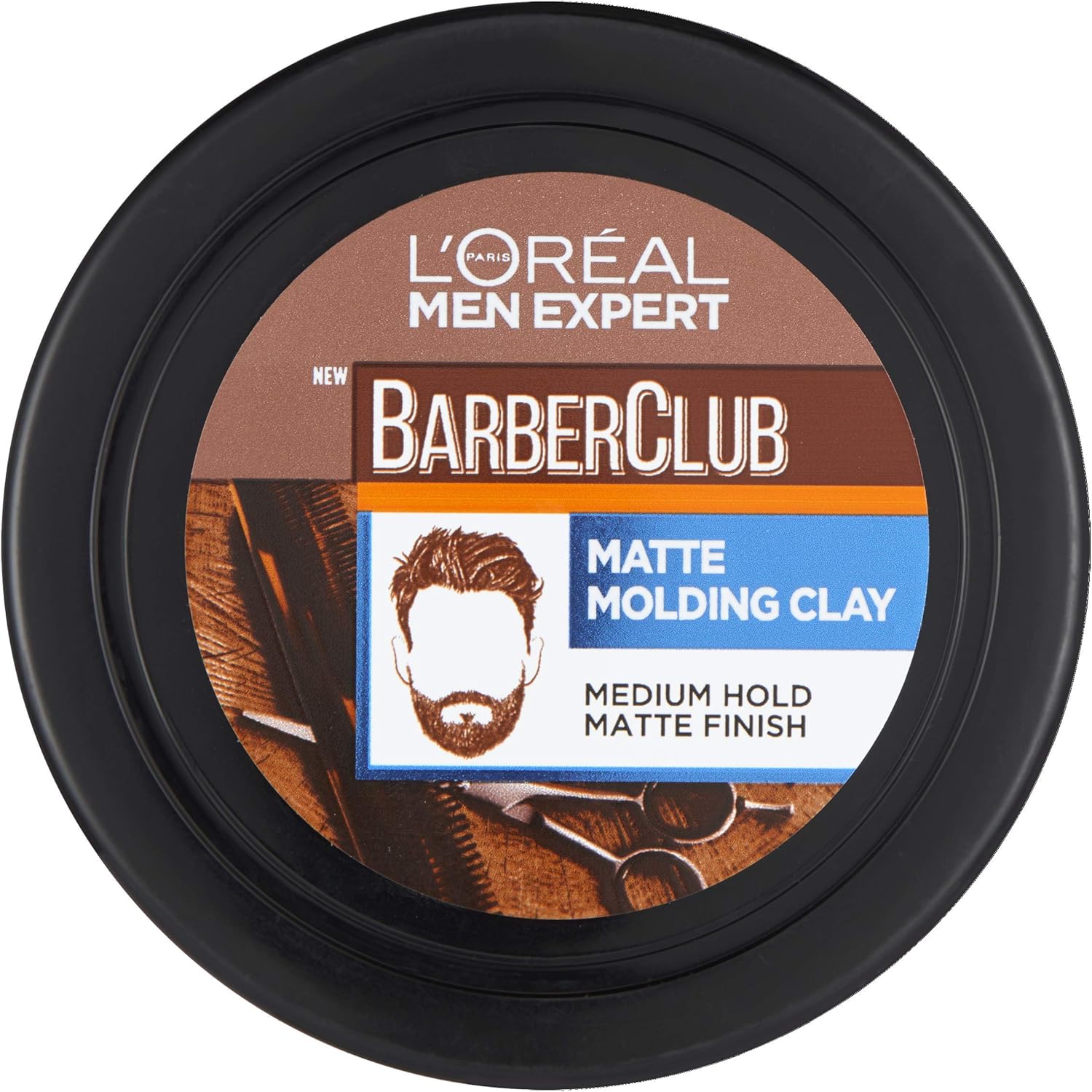L'Oreal Paris Men Expert Matt Clay Barber Club, Matte Molding Clay Hair Styling, 75 ml