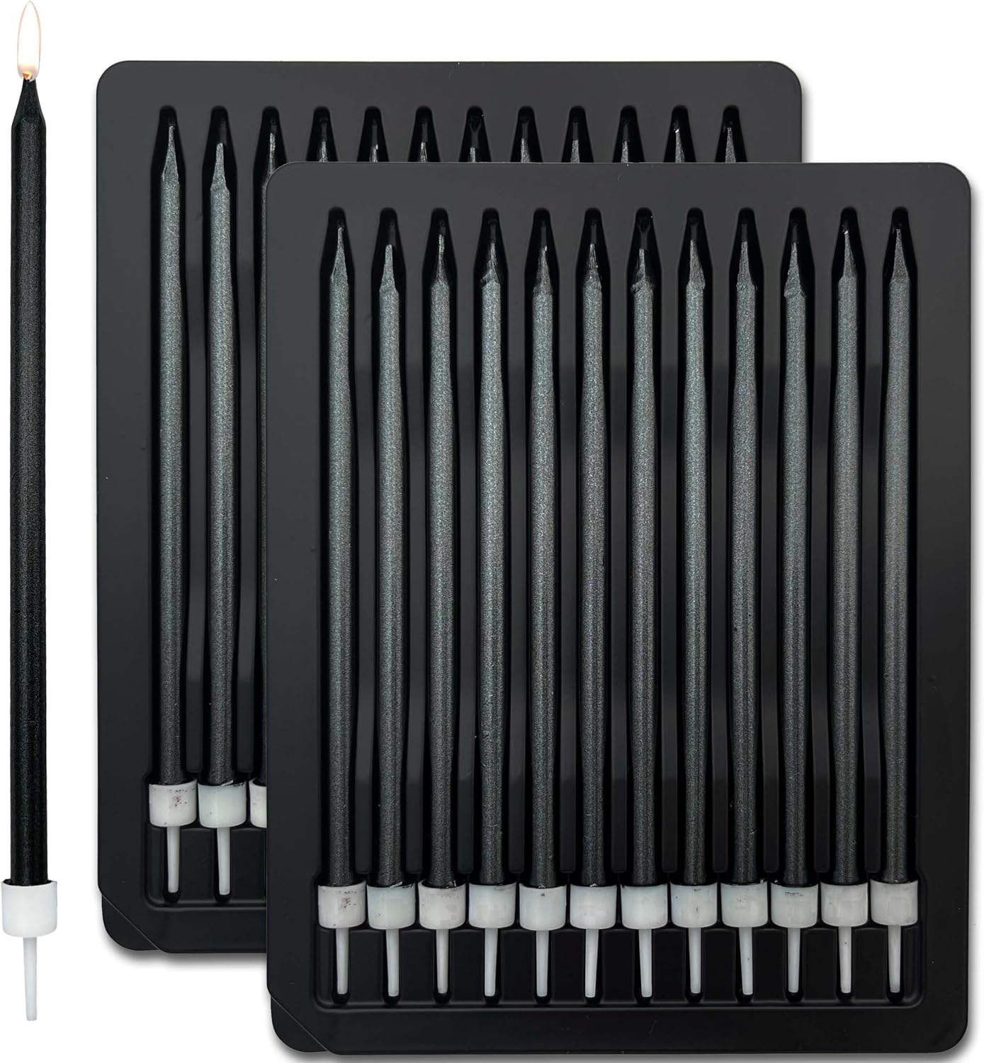 24 pcs 13CM/5.1 inches Long Tall Black Birthday Candles for Cake is Perfect Cake Decorations(24 pcs,Black)