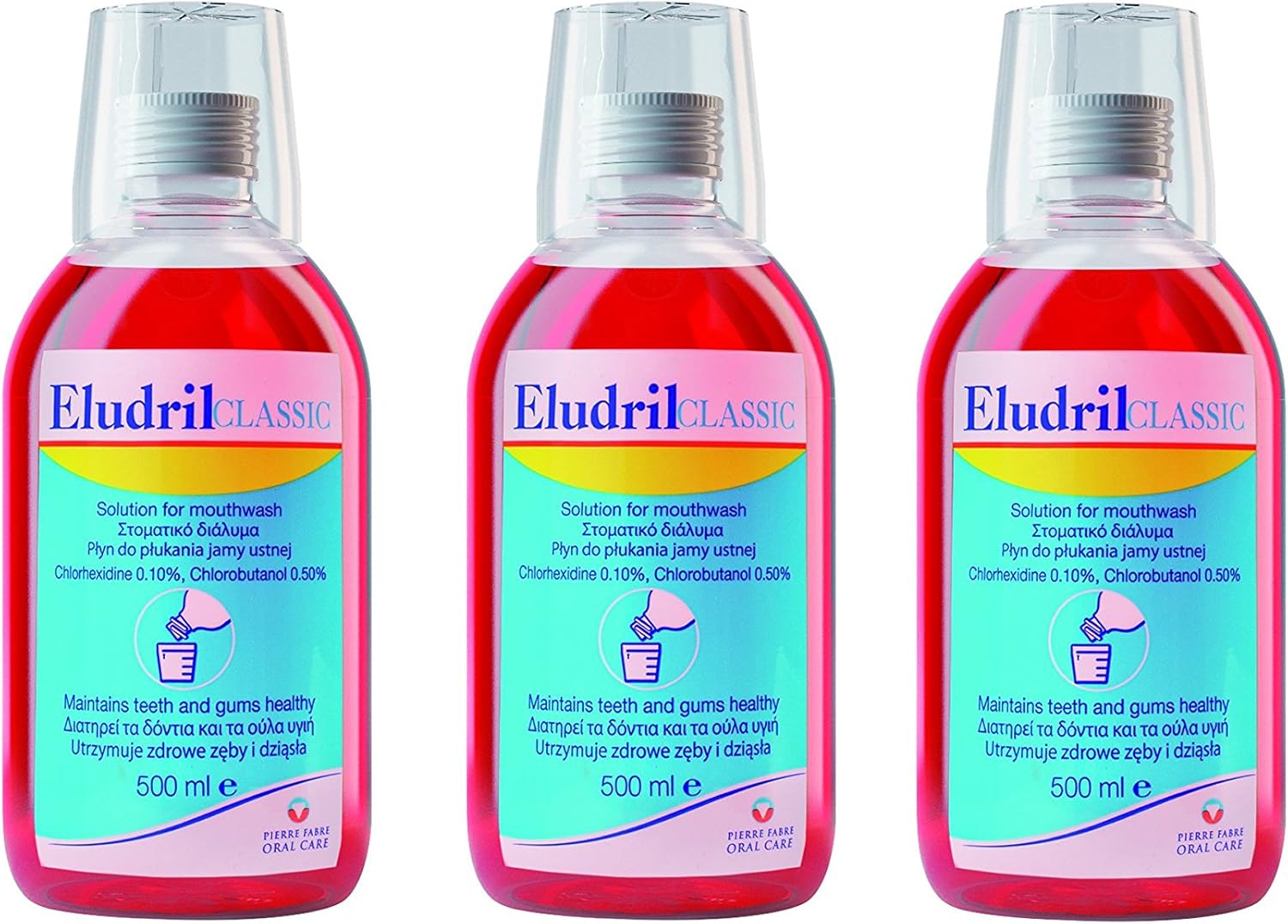 Eludril Classic Mouthwash 500ml - Pack of 3