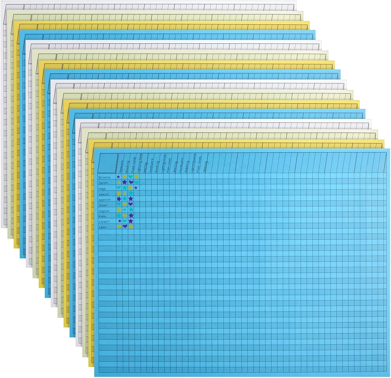 Bright Creations 16 Sheets Incentive Charts for Classroom, Horizontal Sticker Rewards Chart for Kids Behavior Progress, 4 Colors, 22x17 in - Reward Stickers