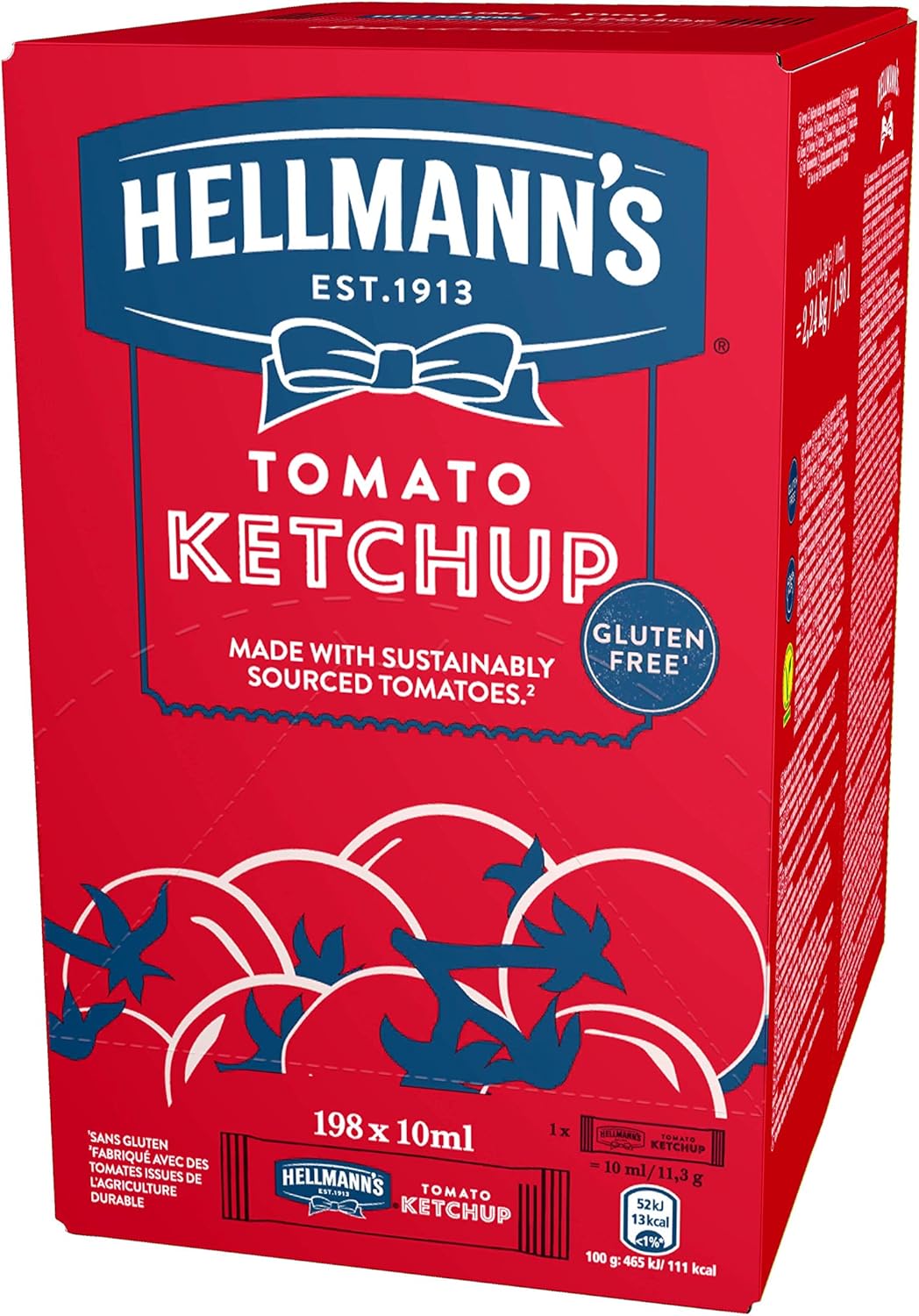 Hellmann's Tomato Ketchup Sachets, 198 x 10ml