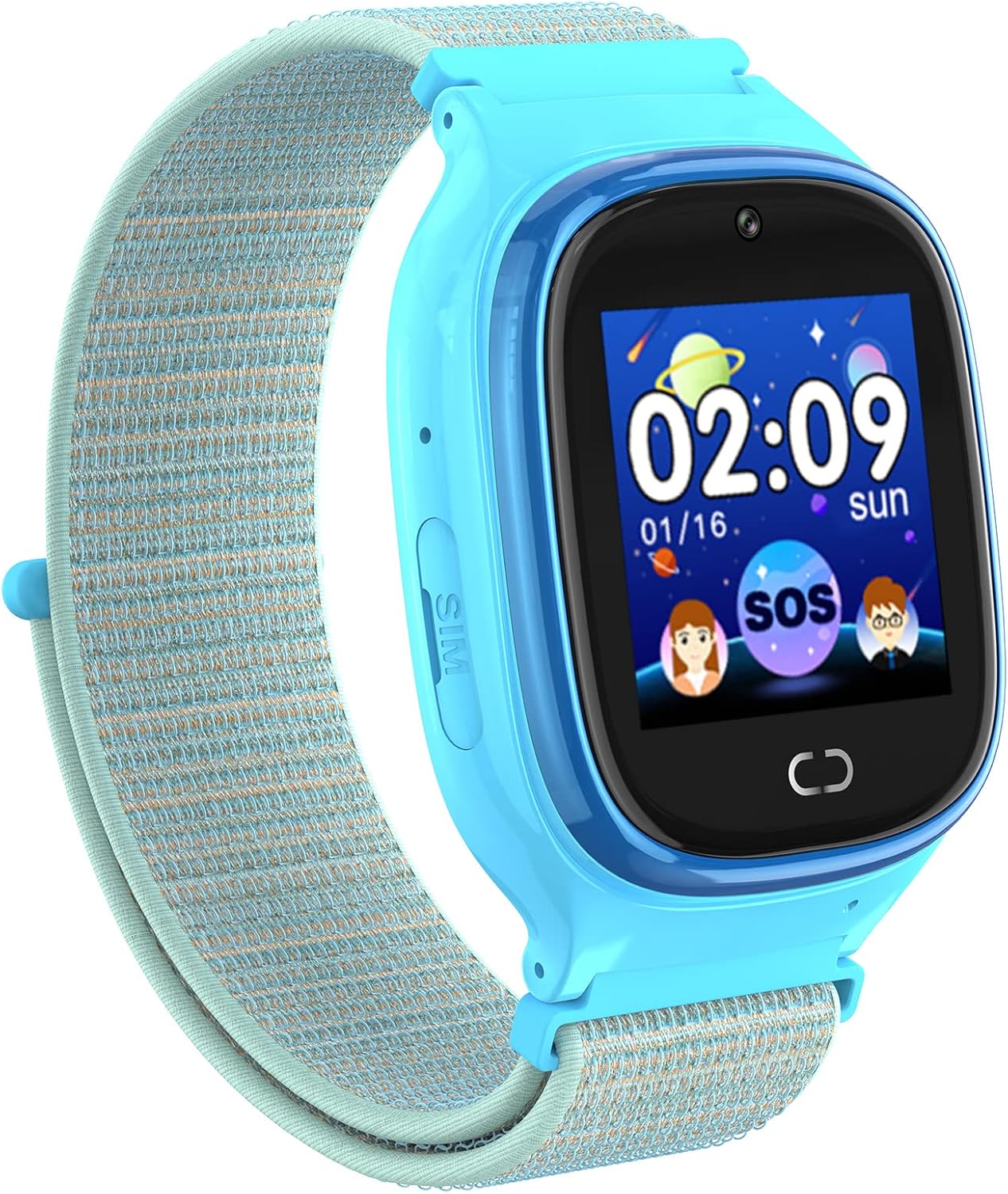 PTHTECHUS kids Smartwatch Phone LBS Tracker, Touchscreen Kids Smart Phone Watch with Camera Pedometer SOS Compatible for Android and iOS, Boys Girls Anti-Lost Children's Gift, Blue