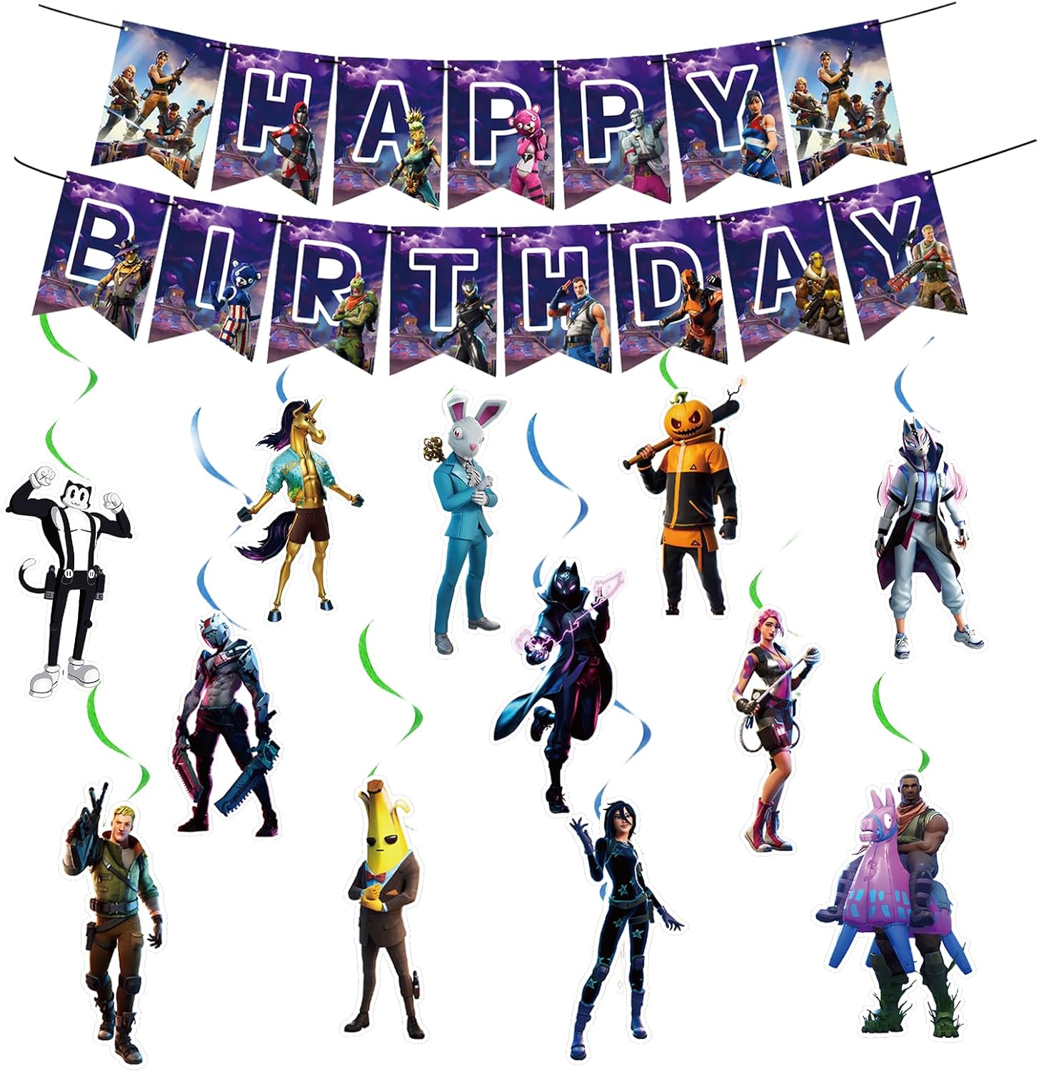 ubl 14PCS Banner Birthday Decoration, Happy Birthday Banner Decorations, Hanging Decoration and Bunting Garland, Bunting Banner, Theme Birthday Banner Party Supplies for Kids Boy Girl Birthday Party