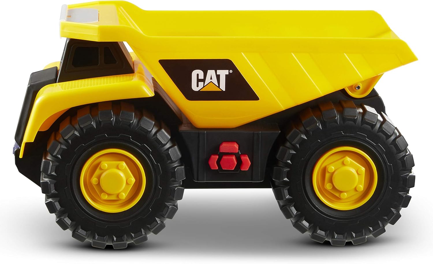 CAT Construction Tough Machines Dump Truck Vehicle, free-wheeling with Lights & Sounds and movable bin. For children aged 3+, Yellow