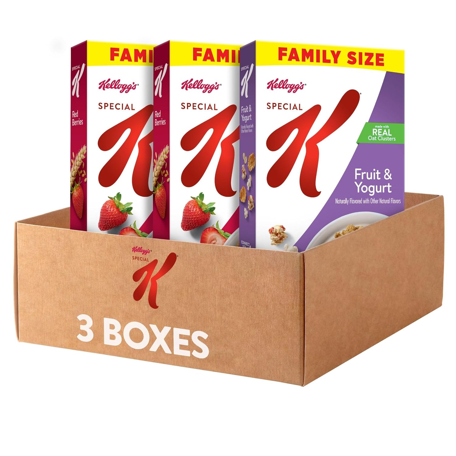 Kellogg’s Special K Breakfast Cereal, Family Breakfast, Fiber Cereal, Family Size, Variety Pack (3 Boxes)