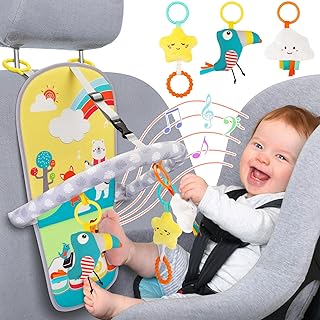 FPVERA Car Seat Toys for Babies - Kick and Play Activity Center 6 Months Rear Facing Cars Seats Entertainment Toy Infant with Music Hanging Adjustable Activity Arch for Travel Baby Gift 6 Months
