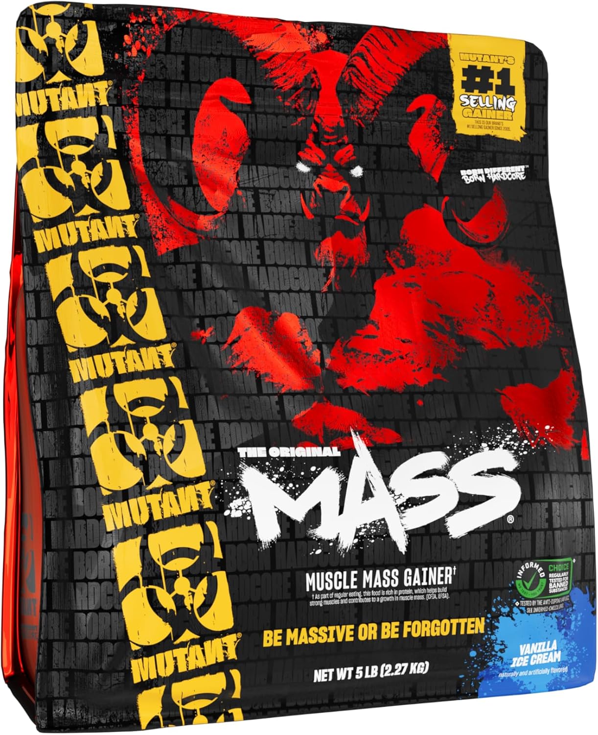 MUTANT Mass Weight Gainer Protein Powder with a Whey Isolate, Concentrate, and Casein Protein Blend, for High-Calorie Workout Shakes, Smoothies and Drinks, 2270g - Vanilla Ice Cream