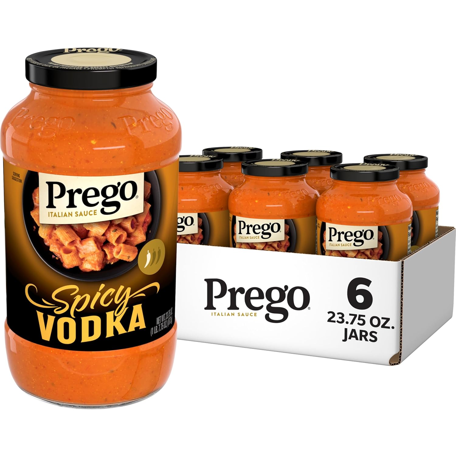 Prego Spicy Vodka Pasta Sauce, 24 oz Jar, 6 Pack