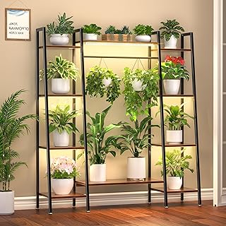 Plant Stand Indoor with Grow Lights, 6 Tiered Metal Plant Shelf, 55" Large Plant Stand for Indoor Plants Multiple, Corner Plant Holder Display Shelves, Tall Plant Rack for Living Room, Patio
