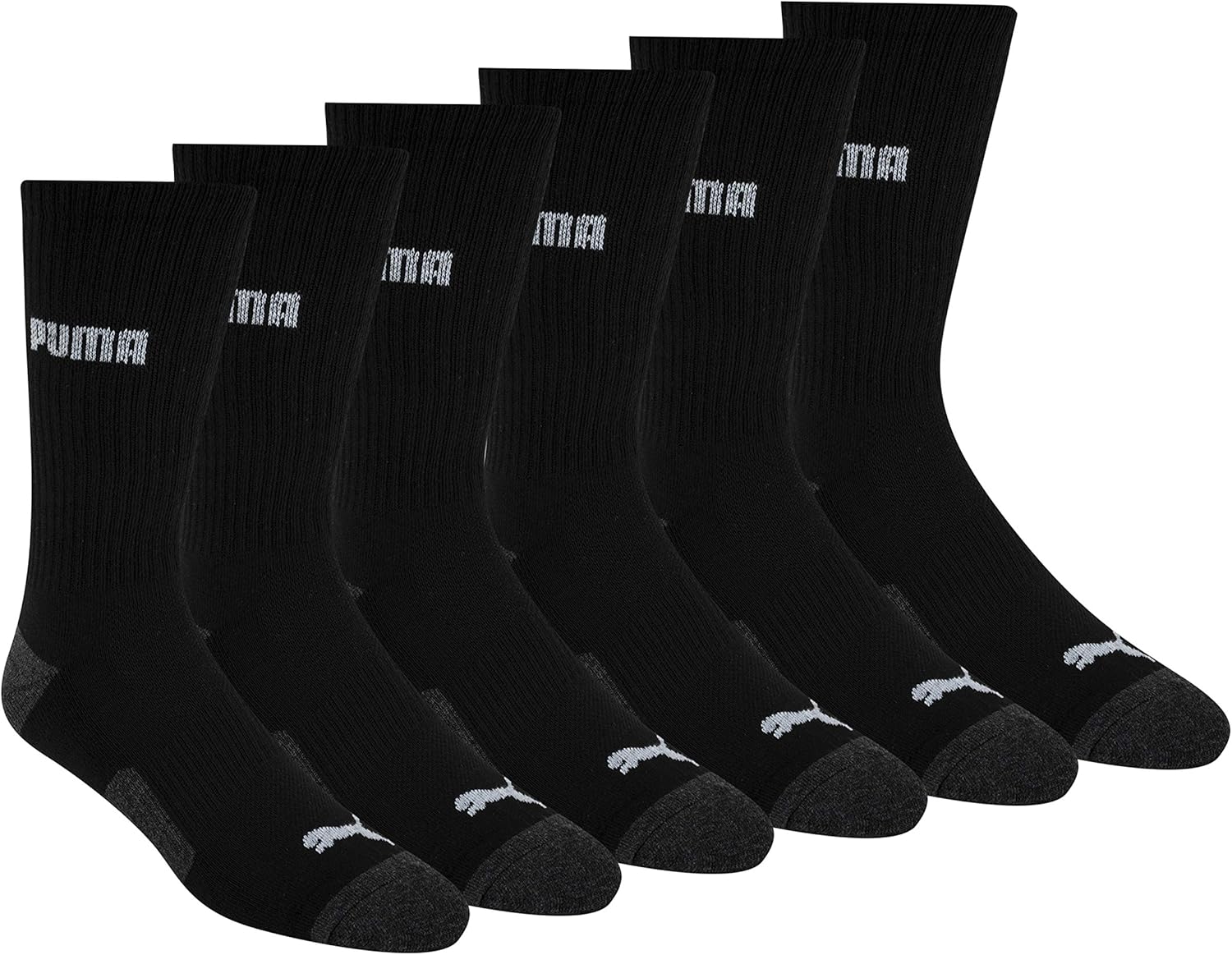 PUMA mens 6 Pack Crew Socks