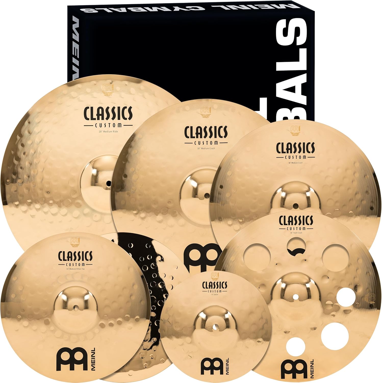 Meinl Cymbals Classics Custom Double Bonus Cymbal Box Set Pack, Brilliant — Made in Germany — for Rock, Metal and Fusion, 2-Year Warranty, 6-pc (CC4680-DB)