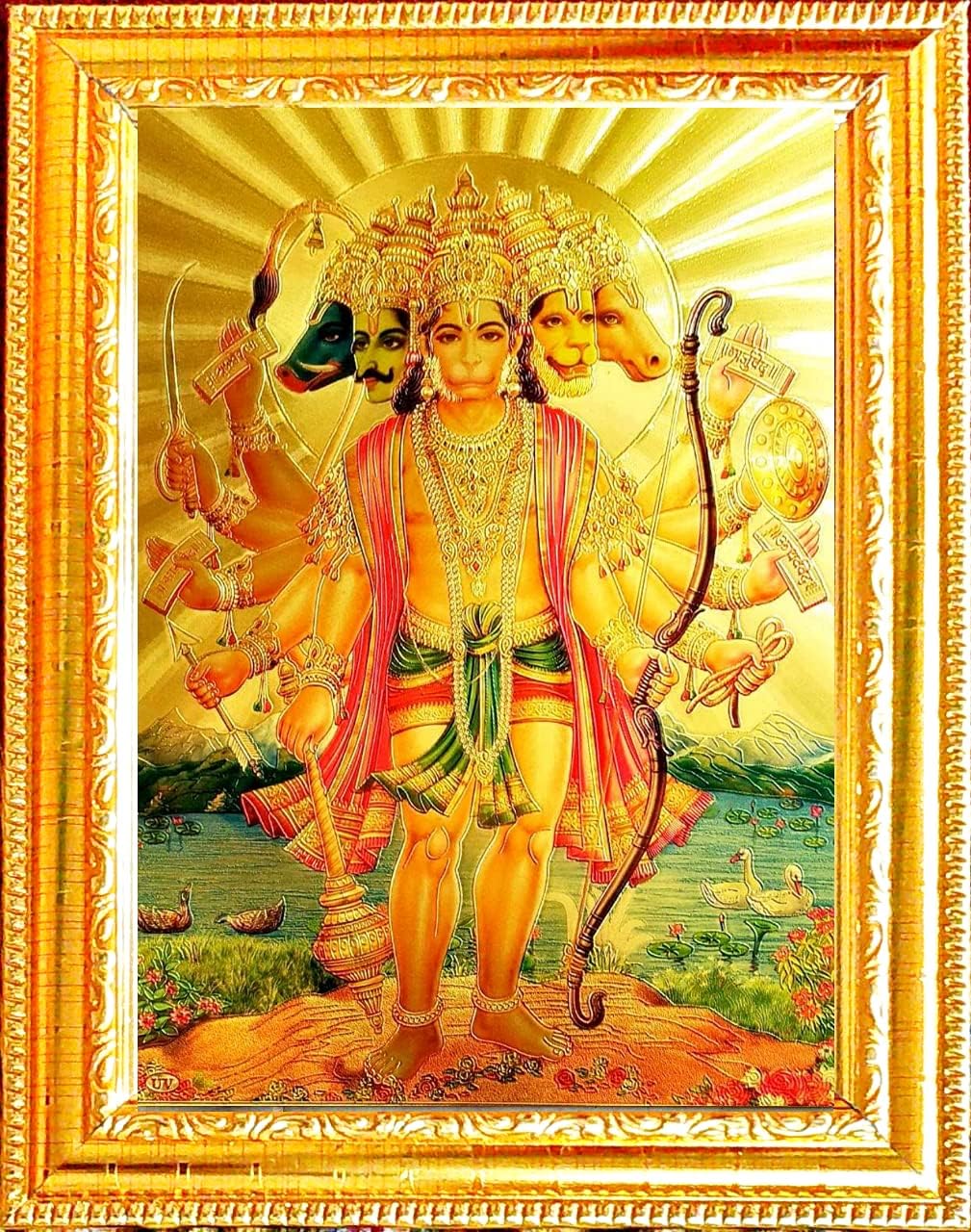 Suninow panchmukhi Hanuman Photo Frame | God Photo Frames | Hanuman Photo with Frame | Photo Frame | Hanuman Photo | god Photos | Pooja Photos | bhagwan Photo Frame (33 x 24 cm)