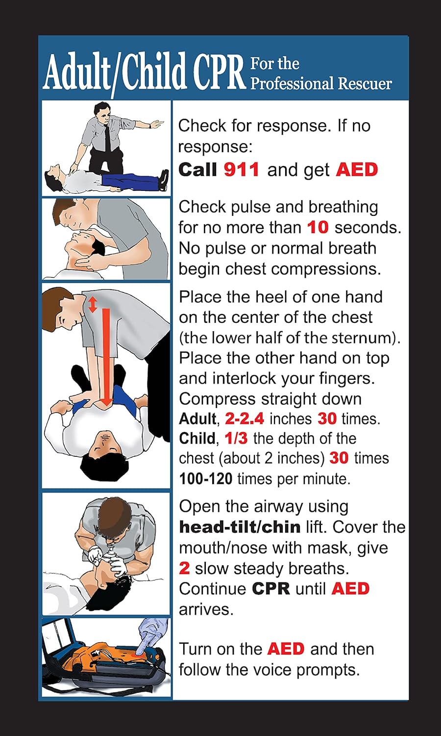 CPR Pocket Reference Cards (BLS - 50 Count)