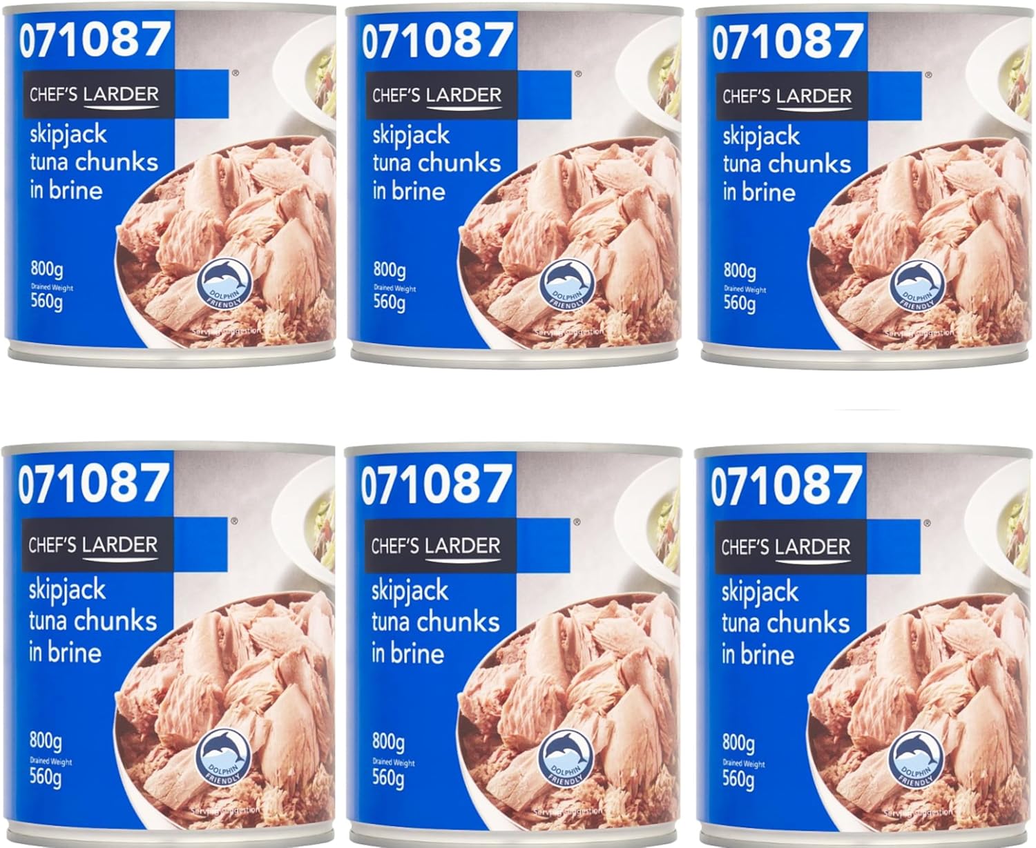 Chef's Larder Skipjack Tuna Chunks in Brine, 800g, Pack of 6