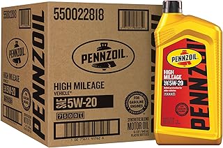 Pennzoil High Mileage 5W-20 Motor Oil, 1 Quart (6 Pack)