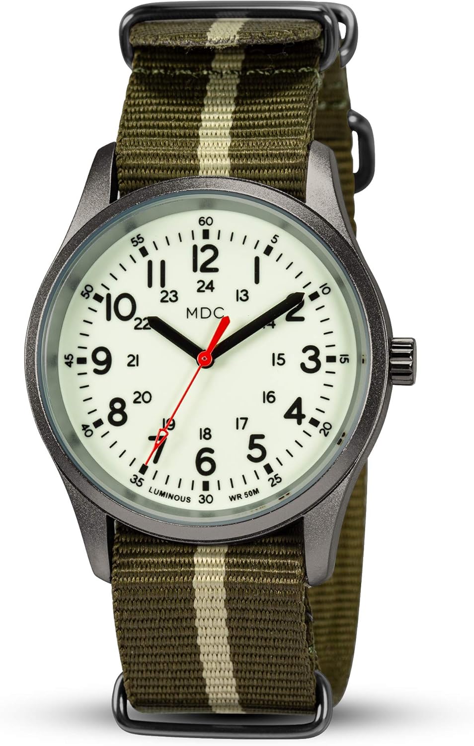 Infantry MDC Glow in The Dark Watches for Men 12/24 Hour Military Watch Field Outdoor Sport Mens Wristwatch Waterproof with NATO Band