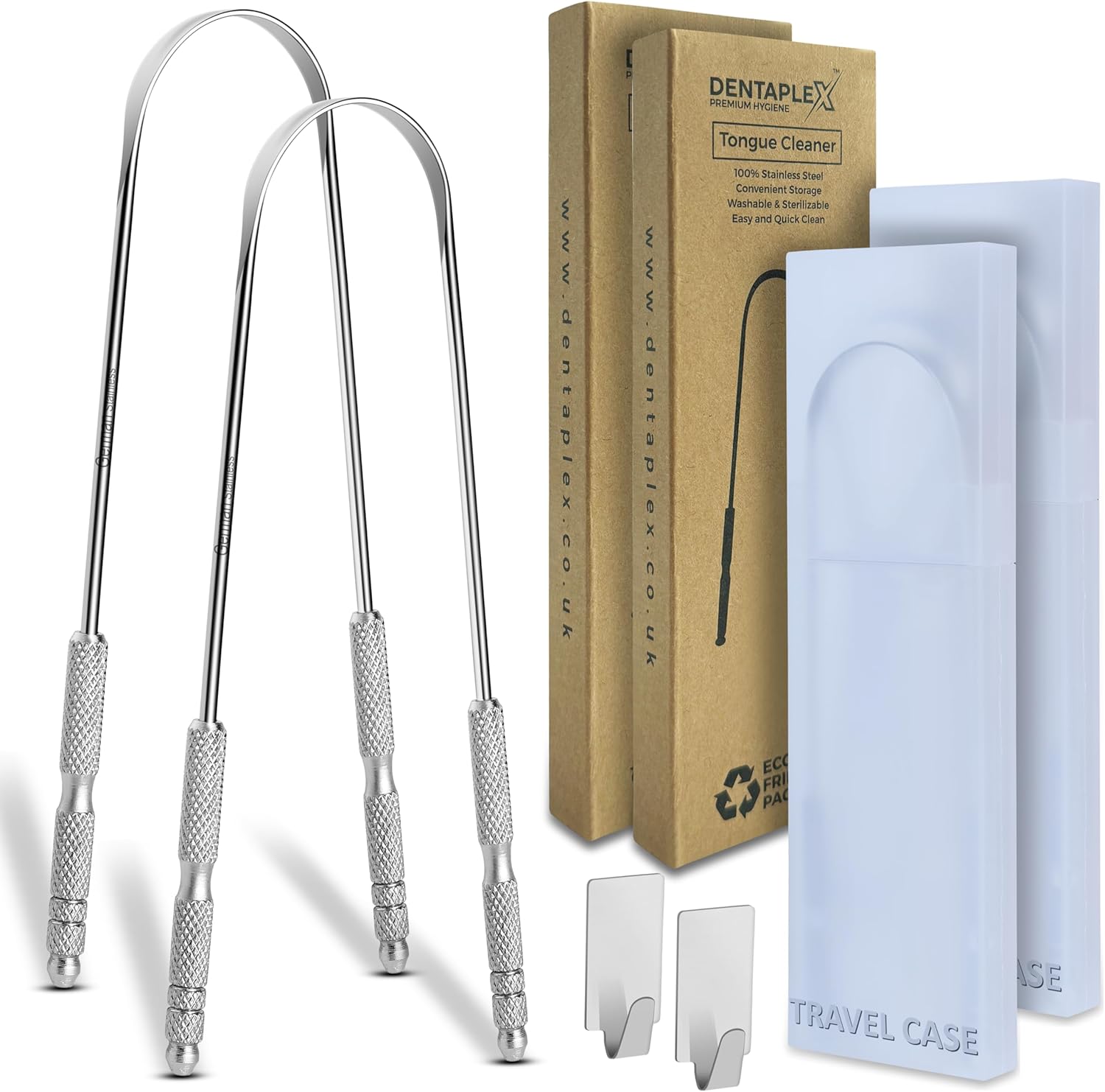 Tongue Scraper with Travel Case, Tongue Scrapers for Adults Restore Fresh Breath Taste and Oral Health, Metal Stainless Steel Tongue Cleaners Suitable for Men & Women Personal Hygiene