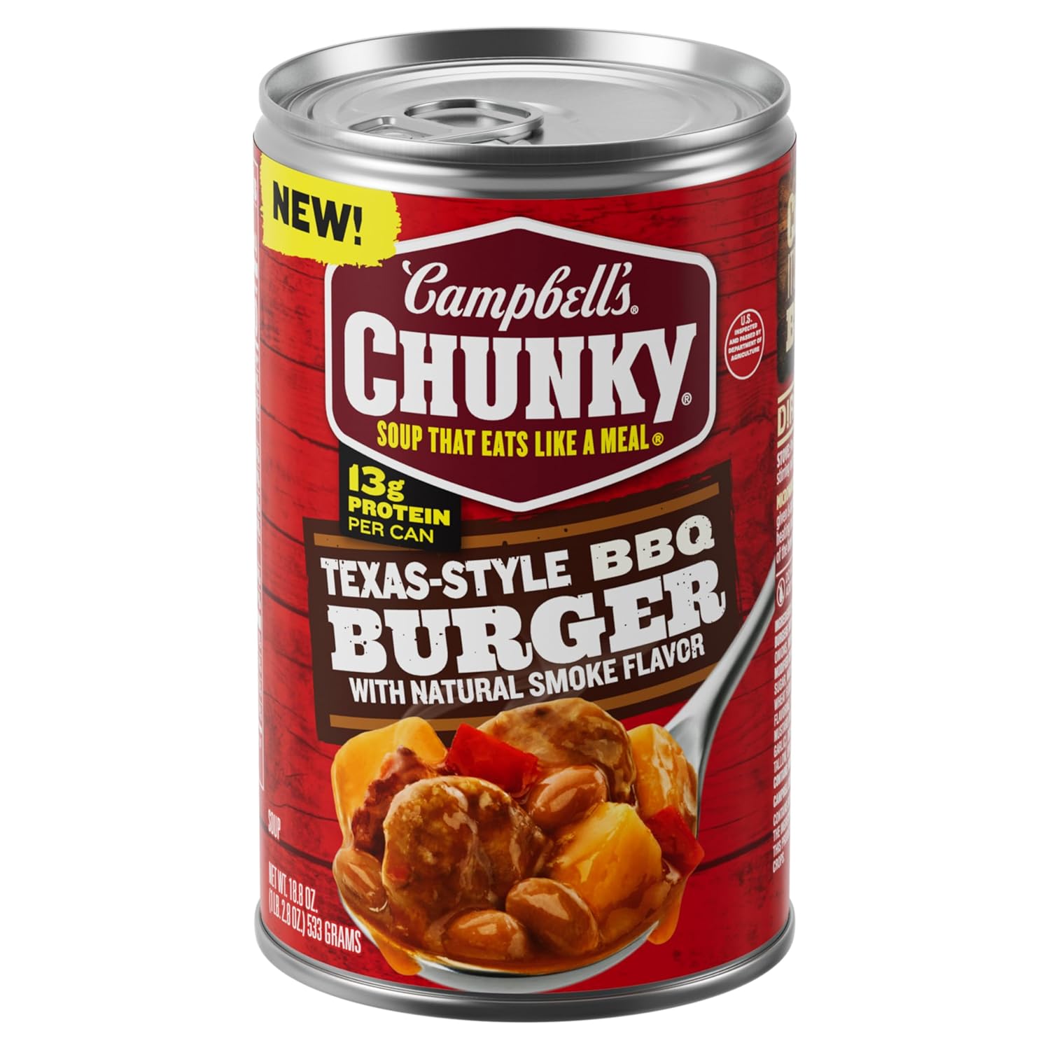 Campbell’s Chunky Soup, Texas-Style BBQ Burger with Natural Smoke Flavor, 18.8 oz Can