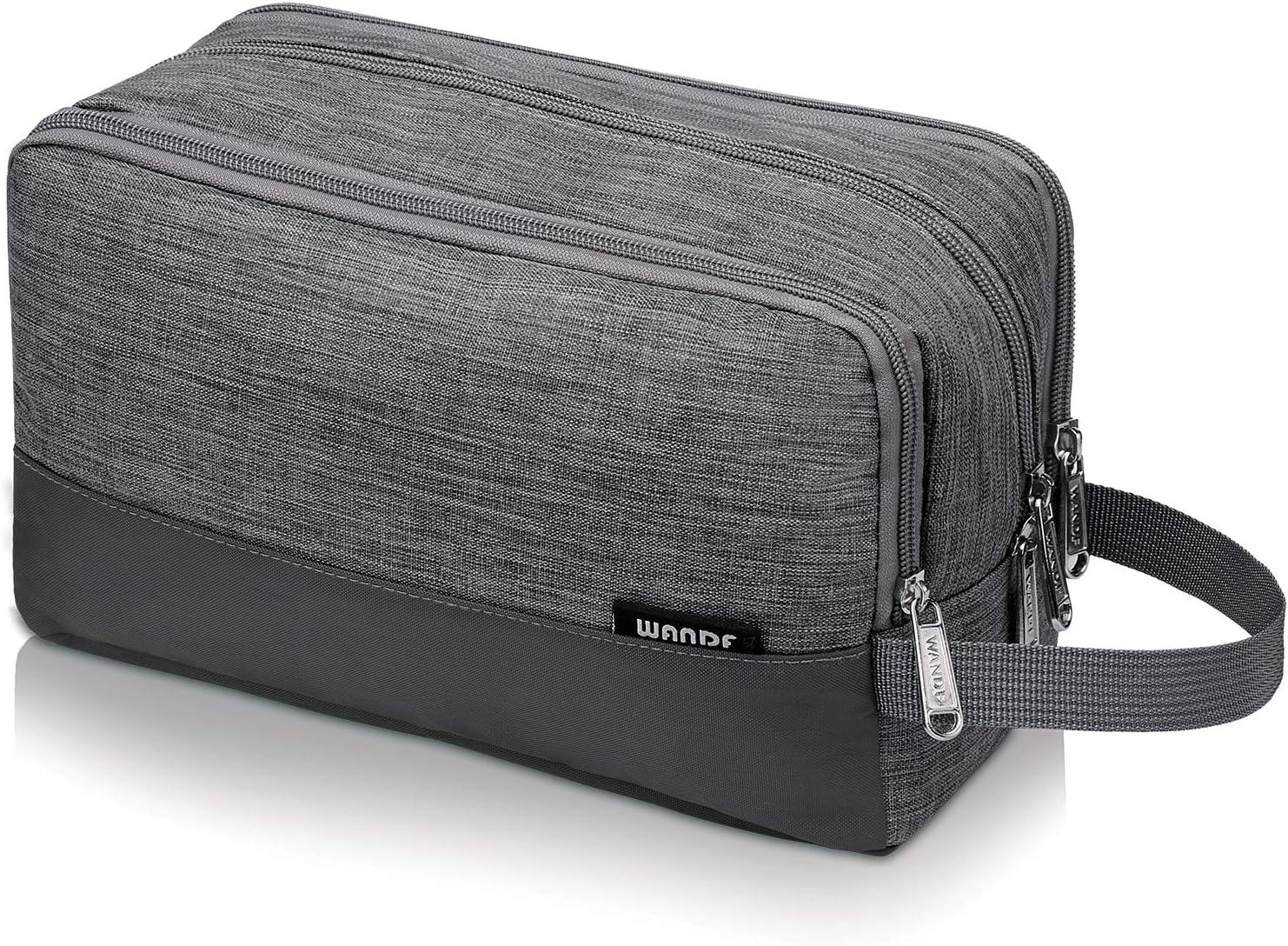 WANDF Toiletry Bag Water-Resistant Nylon Travel Wash Bag Lightweight Dopp Kit for Men and Women (A-Denim Grey)