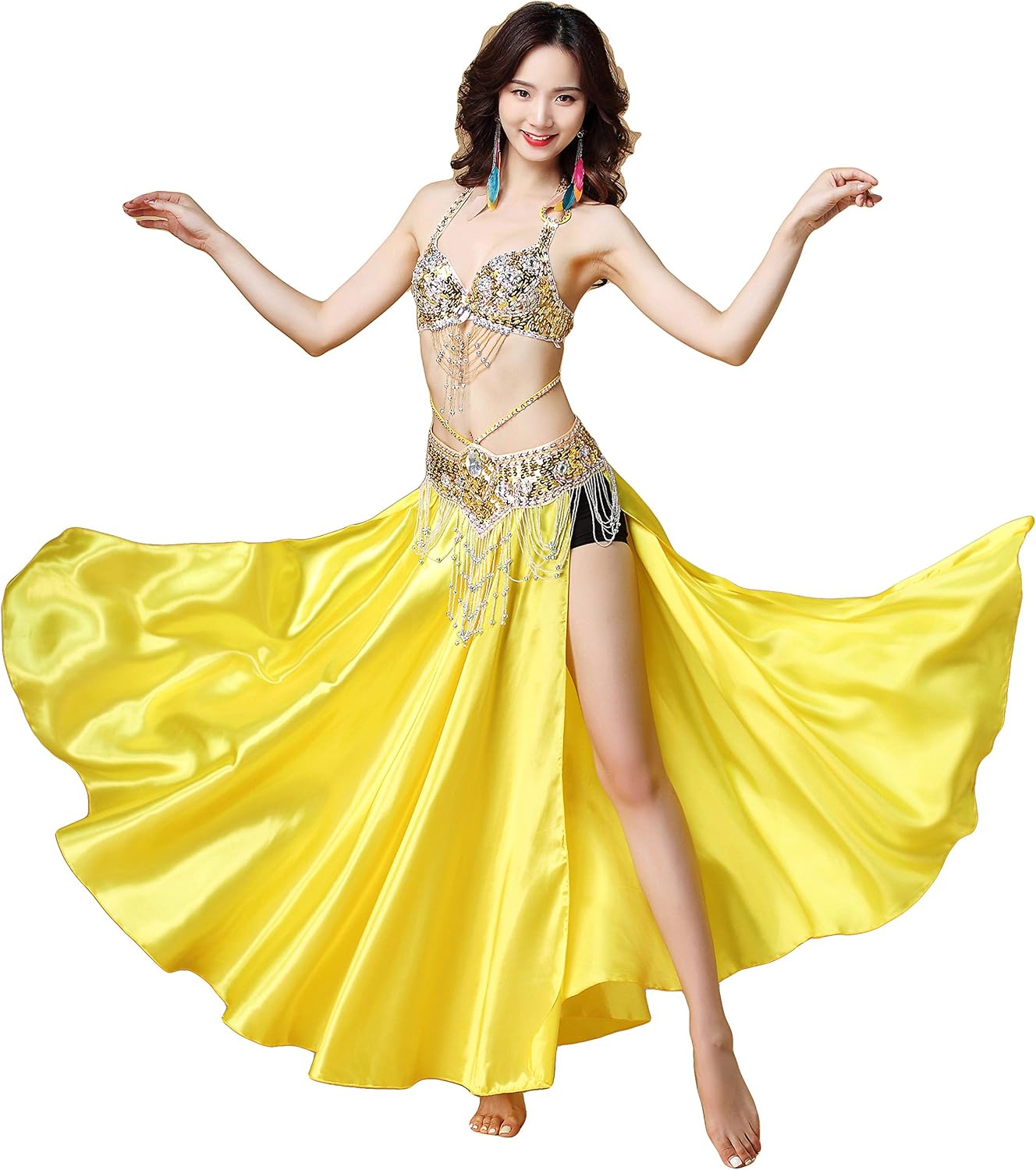 Baisdan Arabic Belly Dance Halloween Carnival Fancy Dress Costume Dancing Outfit Top Belt Skirt Suit