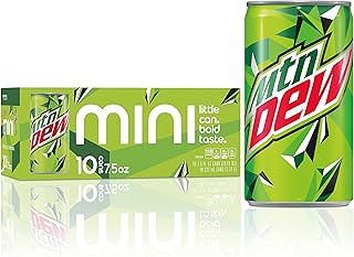 Mountain Dew Soda, Mini Cans, 7.5 Fl Oz (Pack of 10)