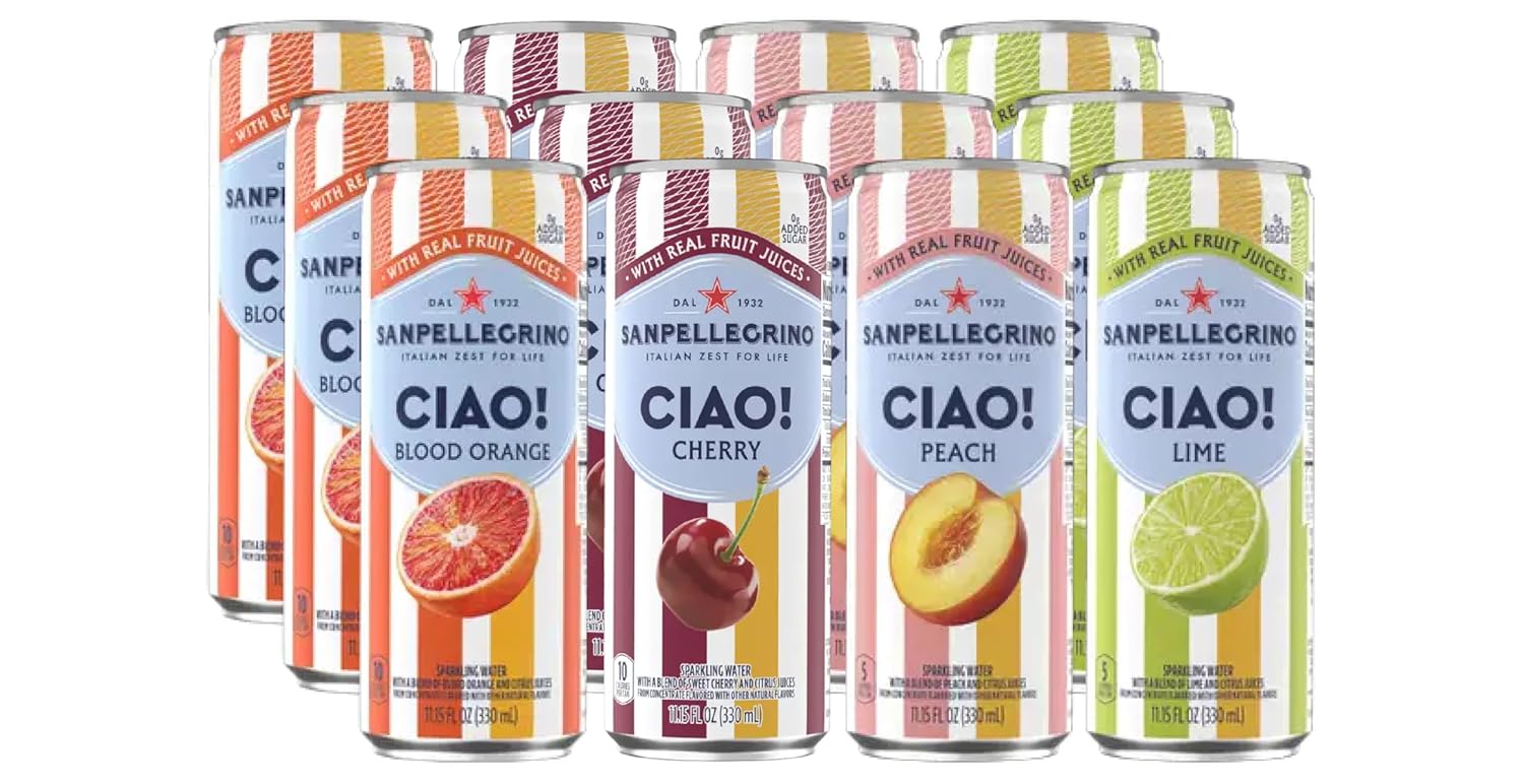 San Pellegrino Ciao 4 Flavor Variety- 3 of Each Flavor- 12 Pack