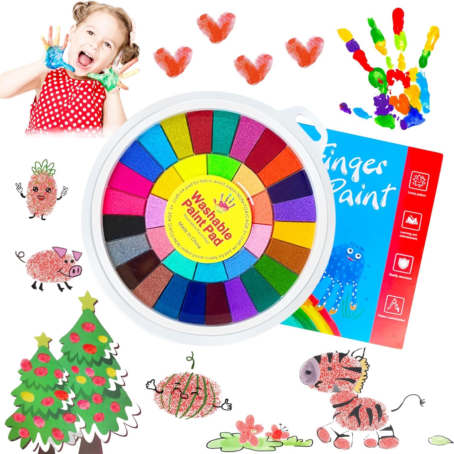 Xuyyicao Kids Washable Finger Paint Set,36 Color Funny Finger Painting with Book for Kids,Art Painting Supplies for Painting DIY Crafts,Gifts