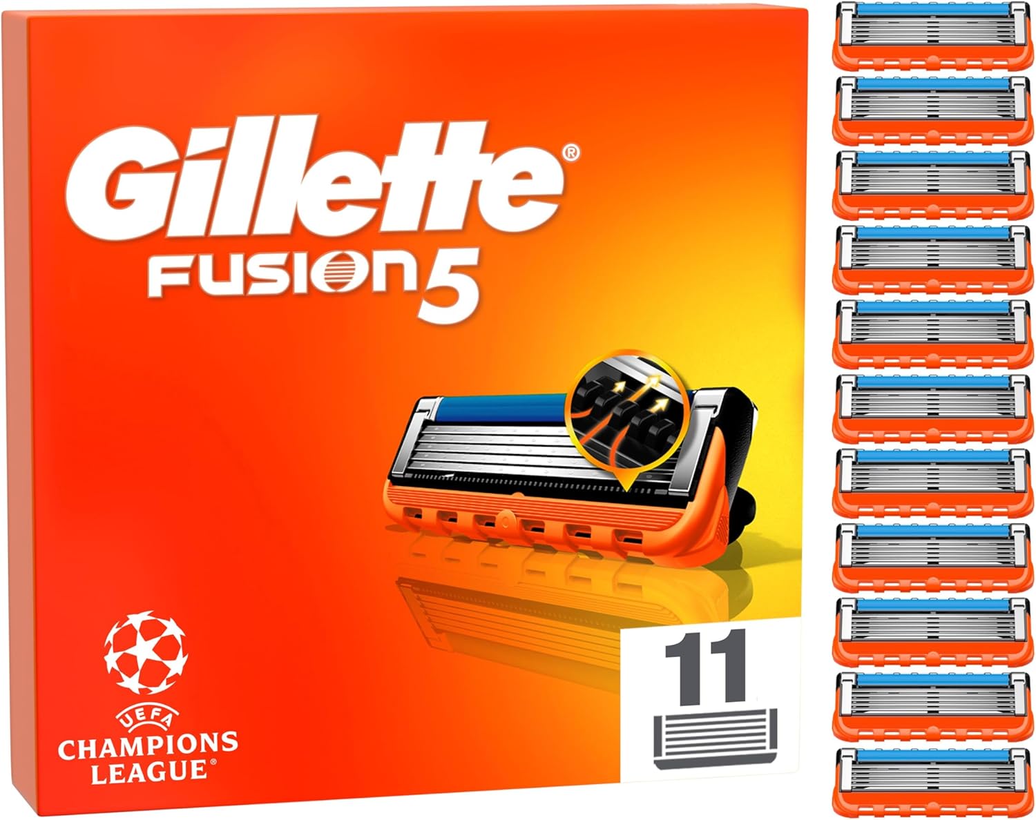 Gillette Fusion5 Blades, Men's Shaving Refills Pack of 11, Precision Trimmer, Anti-Friction Razor