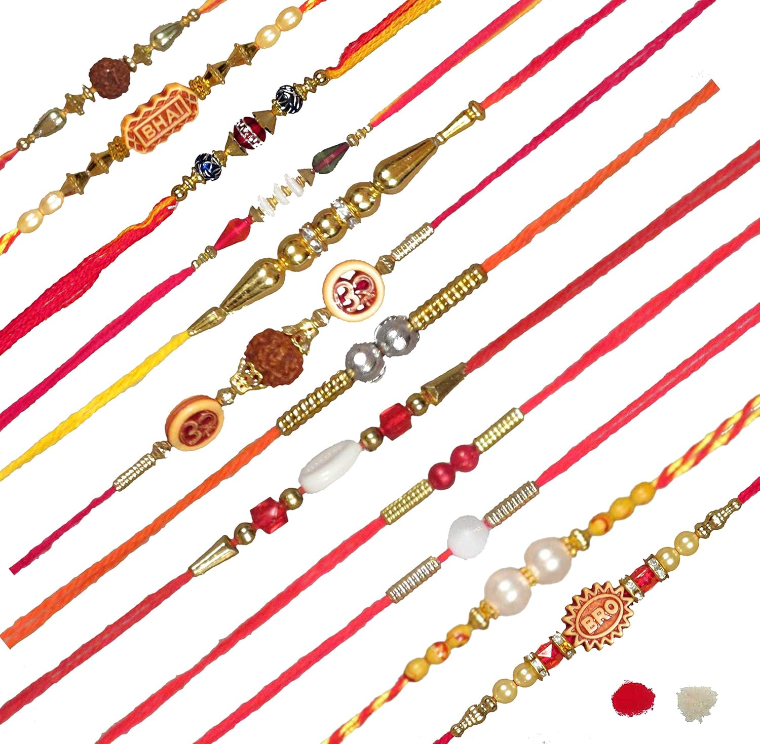 multicolor designer dora rakhi combo of 12 for brother | rakhi for brother and bhabhi | rakhi set of 12 | rakhi (Pack of 12), Free Size