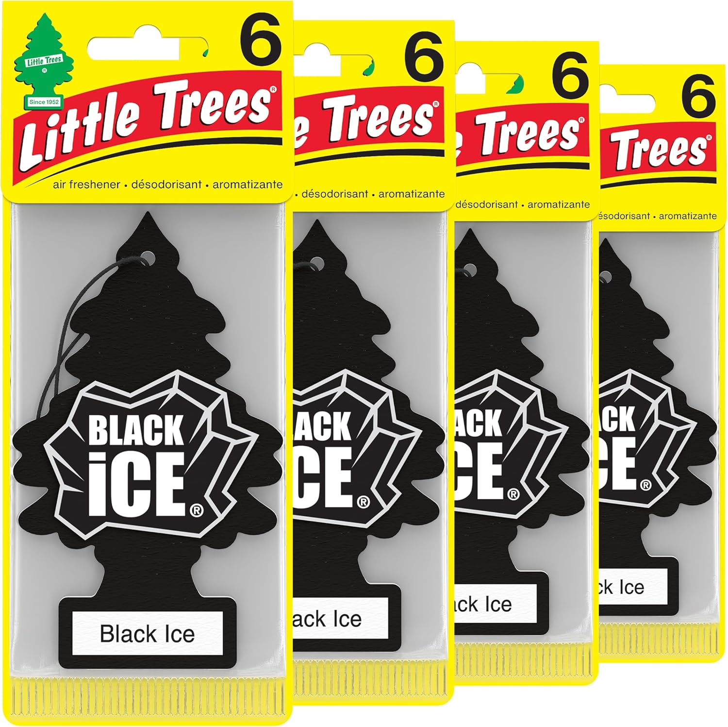 LITTLE TREES Car Air Freshener | Hanging Tree Provides Long Lasting Scent for Auto and Home | Black Ice, 24 Air Fresheners