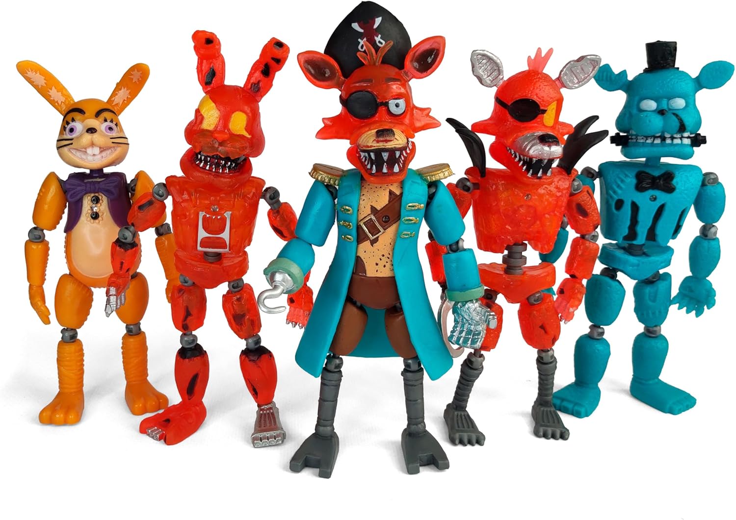 Toysvill Inspired by Five Nights Game | FNAF | Pirates | Freddi's Action Figures Toys Set of 5 [Freddi, Bonnie, Fazbear, Curse of Dreadbear and Captain Foxy], Fun Action Simulator