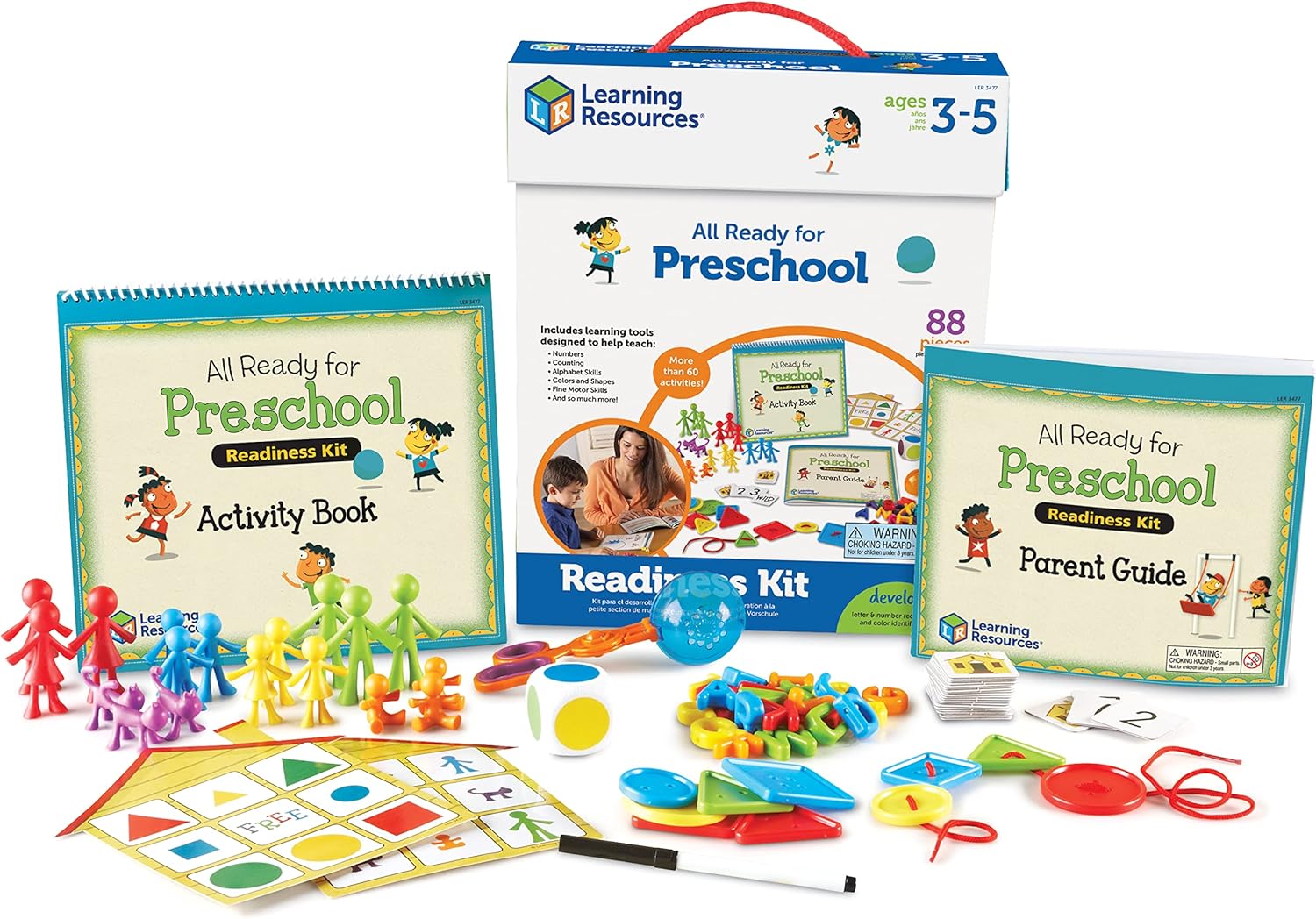 Learning Resources All Ready for Preschool Readiness Kit - 60 Activities Set, Ages 3+, Kindergartner Preparation Kit, Preschool Homeschool, Preschool Curriculum Kit