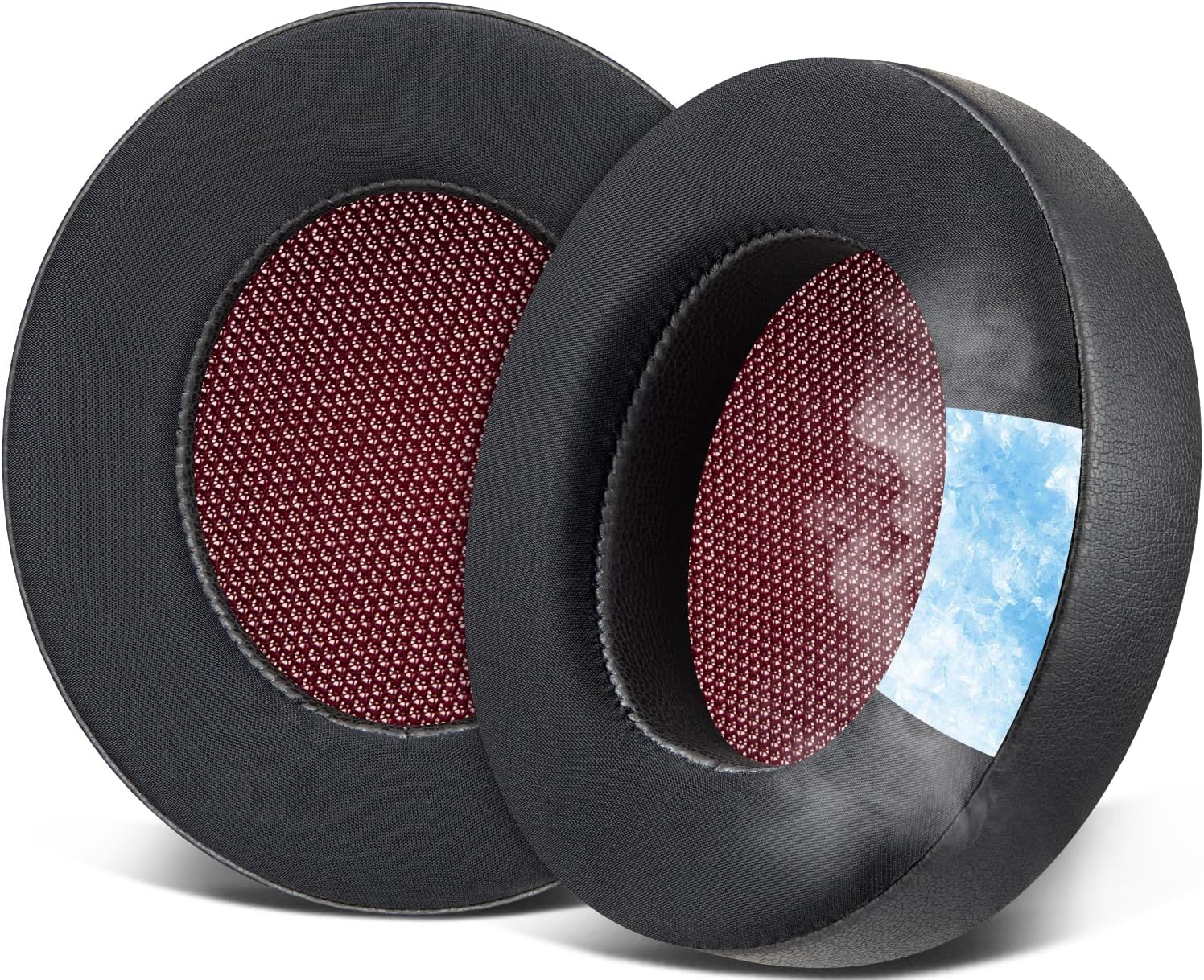 SOULWIT Cooling Gel Earpads for Teufel Real Blue NC/Real Blue/Real Pure (2020) Headphones, Ear Pads Cushions with Ice Silk Fabric, Noise Isolation Foam - Black