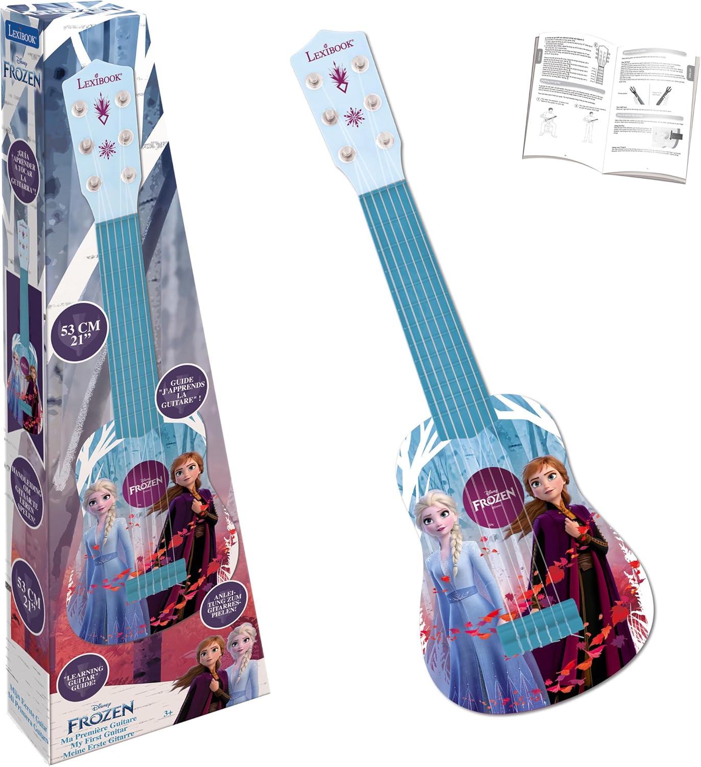 Lexibook, Frozen, My First Guitar for Children, 6 Nylon Strings, 21" Long, Guide Included, Blue, K200FZ