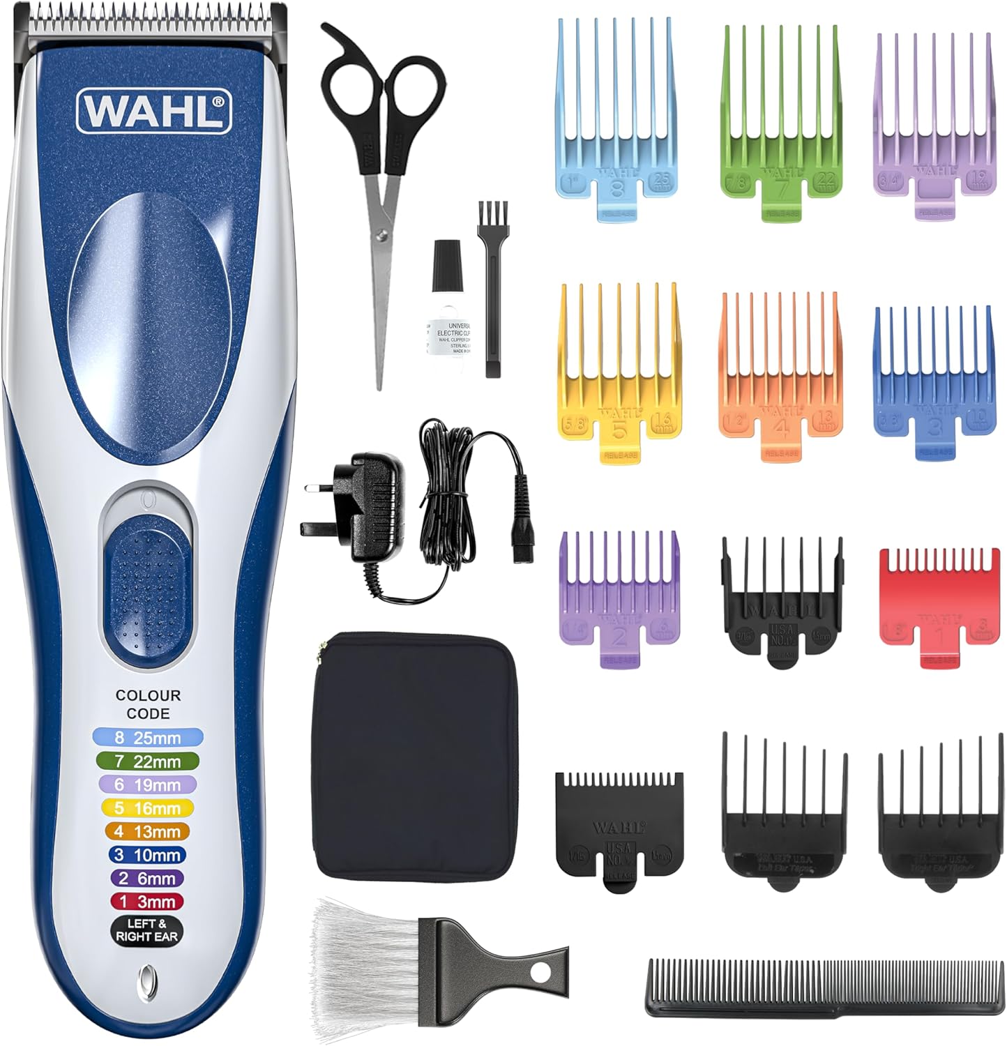 Wahl Colour Pro Cordless Clipper, Haircutting Kit, Long Life Cordless Power, Perfect for Family Use, Colour Coded Cutting Lengths Make Hair Cuts Easy, High Performance Motor & Blade