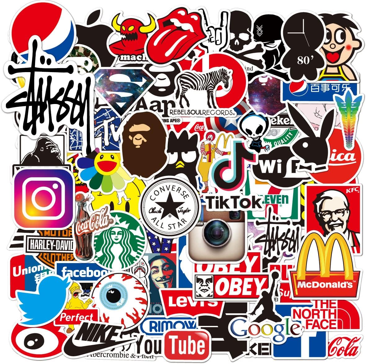 100PCS Cute Stickers Pack, Vinyl Waterproof Stickers for Laptop, Skateboard, Water Bottles, Computer, Phone, Guitar, LOGO
