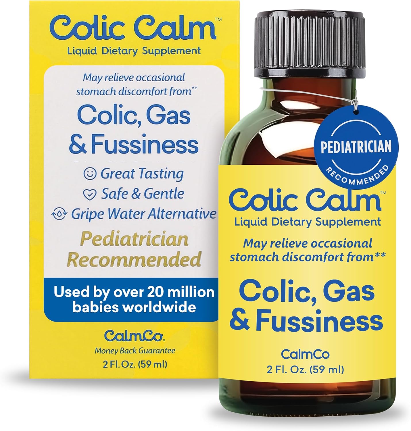 Colic Calm Infant Gripe Water for Colic, Helps Fussiness, Upset Stomach, and Baby Gas Relief, 2 fl oz (Pack of 1)