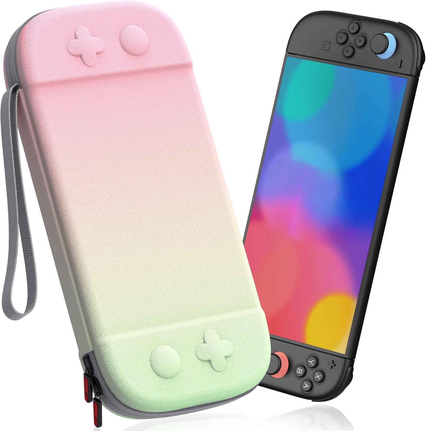 STARTRC GAMES Slim Carrying Case for Nintendo Switch 2 2025, Hard Travel Case Storage Bag with 12 Game Card Slots, Portable Protective Carry Case for Switch 2 Console & Games Accessories Pink & Green