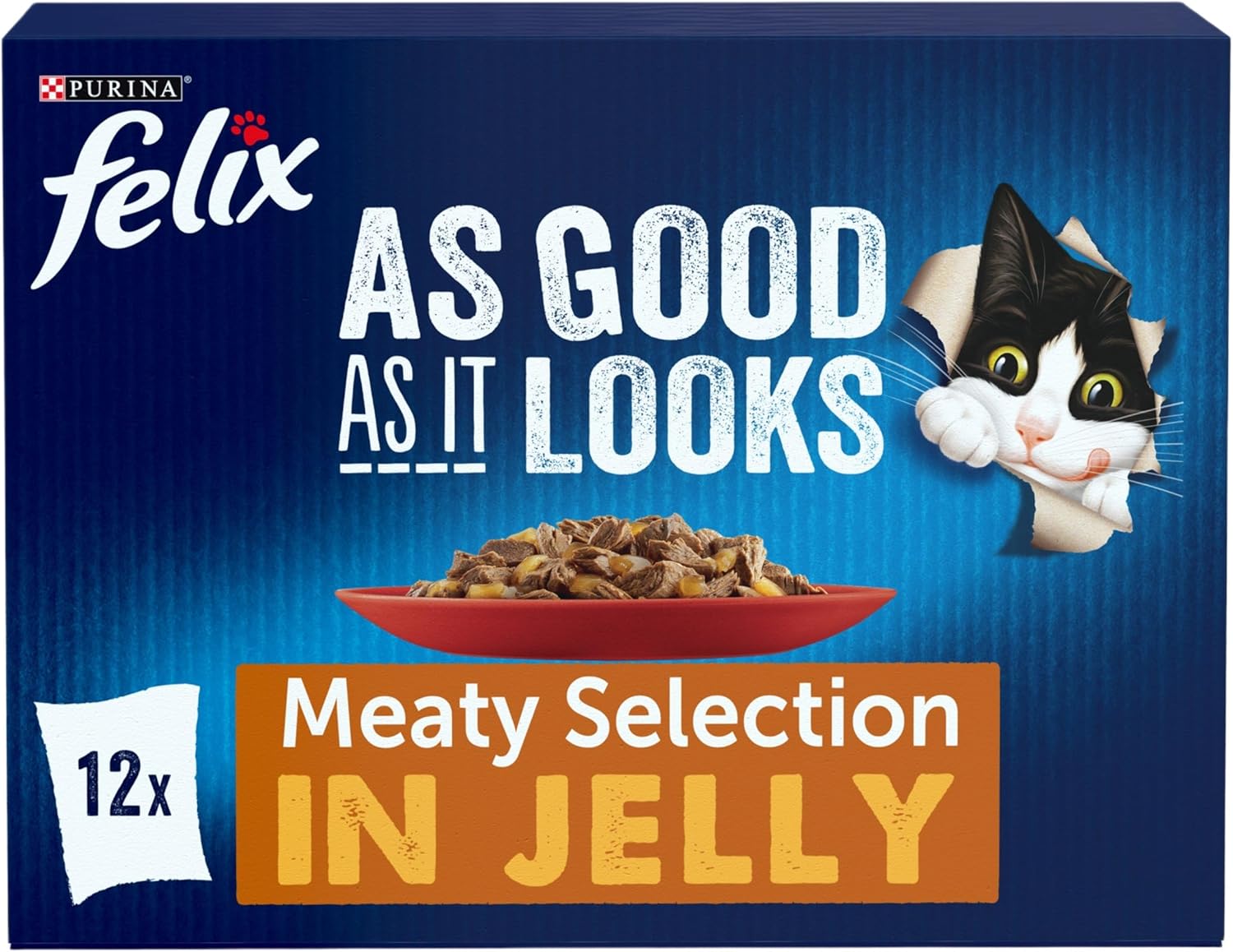 FELIX As Good As it Looks Meaty Selection in Jelly Wet Cat Food 12x85g (Pack of 4)