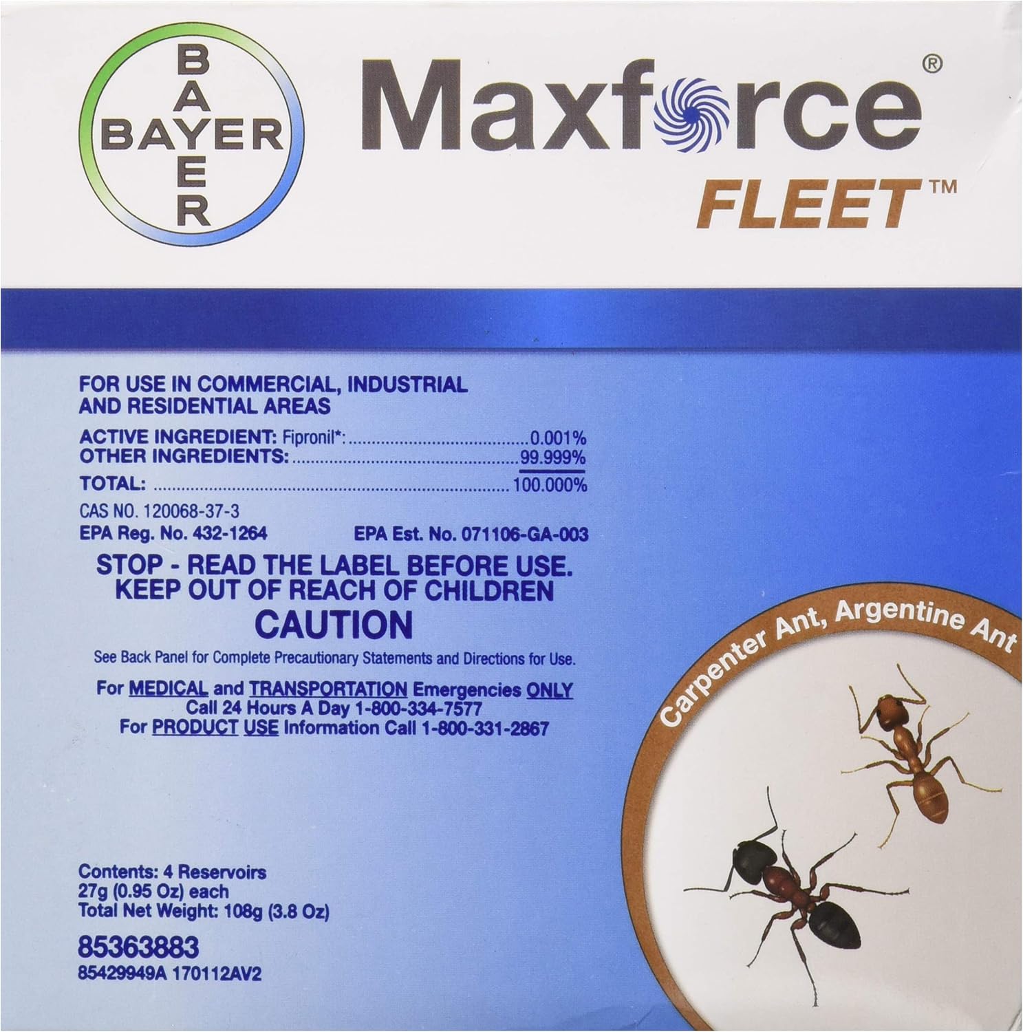 Bayer 10072 Max Force Fleet Ant Gel, Light Yellow