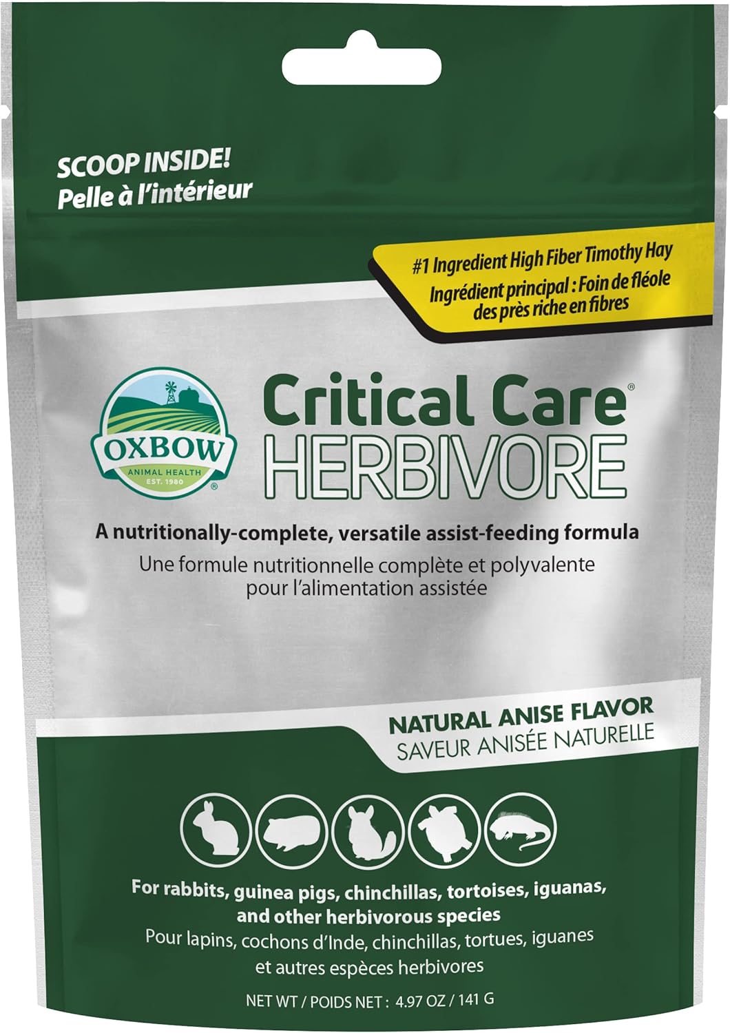 Oxbow Animal Health Critical Care, Herbivore, Anise Flavor, 141 Gram Bag (70100)